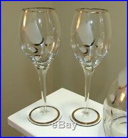 Wedding crystal gold leaf and etched goblet pair from Romania