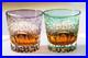 1 Set Of 2Pcs Vintage Hand Cut Crystal Whiskey Glasses Drinkware Green&Purple