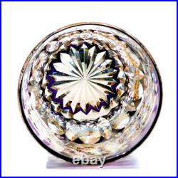 1 Set Of 2Pcs Vintage Hand Cut Crystal Whiskey Glasses Drinkware Green&Purple