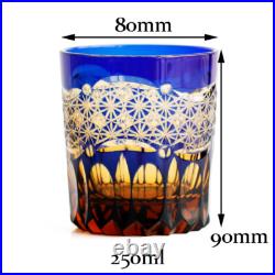 1 Set Of 4Pcs Crystal Whiskey Glasses Edo Kiriko Hand Cut To Clear Glassware 9oz