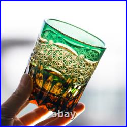 1 Set Of 4Pcs Crystal Whiskey Glasses Edo Kiriko Hand Cut To Clear Glassware 9oz