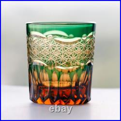 1 Set Of 4Pcs Crystal Whiskey Glasses Edo Kiriko Hand Cut To Clear Glassware 9oz