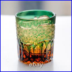 1 Set Of 4Pcs Crystal Whiskey Glasses Edo Kiriko Hand Cut To Clear Glassware 9oz