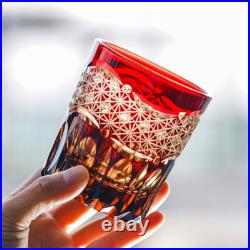 1 Set Of 4Pcs Crystal Whiskey Glasses Edo Kiriko Hand Cut To Clear Glassware 9oz