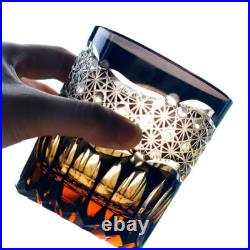 1 Set Of 4Pcs Crystal Whiskey Glasses Edo Kiriko Hand Cut To Clear Glassware 9oz