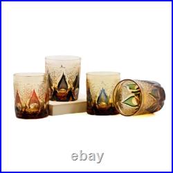 1 Set Of 4pcs Whiskey Glasses Hand Cut Edo Kiriko Drinking Glass 9 Ounces