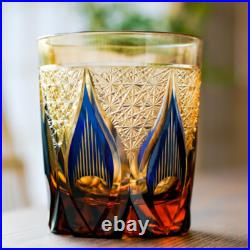 1 Set Of 4pcs Whiskey Glasses Hand Cut Edo Kiriko Drinking Glass 9 Ounces