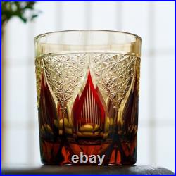 1 Set Of 4pcs Whiskey Glasses Hand Cut Edo Kiriko Drinking Glass 9 Ounces