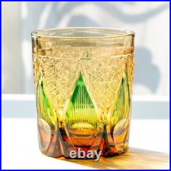 1 Set Of 4pcs Whiskey Glasses Hand Cut Edo Kiriko Drinking Glass 9 Ounces