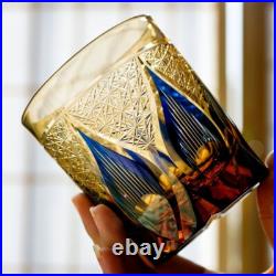 1 Set Of 4pcs Whiskey Glasses Hand Cut Edo Kiriko Drinking Glass 9 Ounces