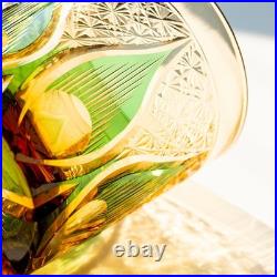 1 Set Of 4pcs Whiskey Glasses Hand Cut Edo Kiriko Drinking Glass 9 Ounces