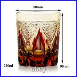 1 Set Of 4pcs Whiskey Glasses Hand Cut Edo Kiriko Drinking Glass 9 Ounces