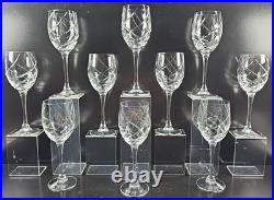 10 Cristal D'Arques Junon Water Goblets Set Crystal Clear Cut Etch Stemware Lot
