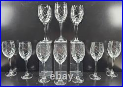 10 Cristal D'Arques Junon Water Goblets Set Crystal Clear Cut Etch Stemware Lot