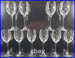 10 Cristal D'Arques Junon Water Goblets Set Crystal Clear Cut Etch Stemware Lot