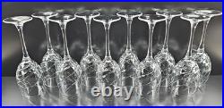 10 Cristal D'Arques Junon Water Goblets Set Crystal Clear Cut Etch Stemware Lot
