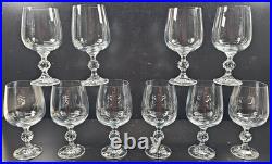 (10) Import Assoc Claudia Water Goblets Set Vintage 12 Oz Crystal Stemware Retro