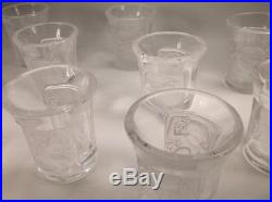 10 Ten Vintage Lalique France Crystal Cherub Angel Enfants Shot Glass Set