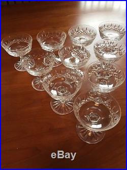 10 Vintage Waterford Cut Crystal Lismore Sherbet Champagne Glasses Set Stemware