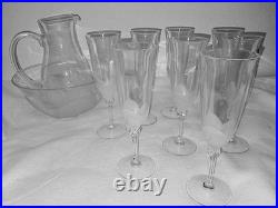 10 pcs Cristal D'Arques Durand Florence Set Set Pitcher Bowl & 8 Fluted Glasses