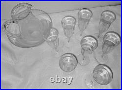 10 pcs Cristal D'Arques Durand Florence Set Set Pitcher Bowl & 8 Fluted Glasses