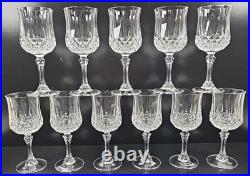 11 Cristal D'Arques Longchamp Water Goblets Set Elegant Crystal Cut Stemware Lot