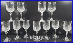 11 Cristal D'Arques Longchamp Water Goblets Set Elegant Crystal Cut Stemware Lot