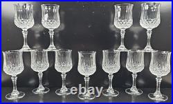 11 Cristal D'Arques Longchamp Water Goblets Set Elegant Crystal Cut Stemware Lot