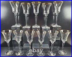 11 Mikasa Jamestown Gold Water Goblets Set Elegant Crystal Optical Stemware Lot