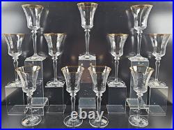 11 Mikasa Jamestown Gold Water Goblets Set Elegant Crystal Optical Stemware Lot