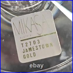 11 Mikasa Jamestown Gold Water Goblets Set Elegant Crystal Optical Stemware Lot