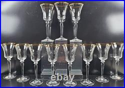 11 Mikasa Jamestown Gold Water Goblets Set Elegant Crystal Optical Stemware Lot