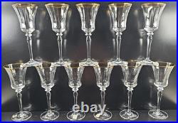 11 Mikasa Jamestown Gold Water Goblets Set Elegant Crystal Optical Stemware Lot