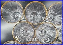 11 Mikasa Jamestown Gold Water Goblets Set Elegant Crystal Optical Stemware Lot