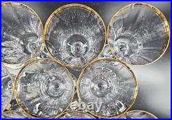 11 Mikasa Jamestown Gold Water Goblets Set Elegant Crystal Optical Stemware Lot