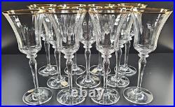 11 Mikasa Jamestown Gold Water Goblets Set Elegant Crystal Optical Stemware Lot