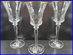 11 Mikasa Jamestown Gold Water Goblets Set Elegant Crystal Optical Stemware Lot