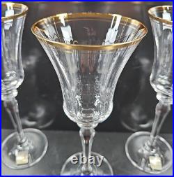 11 Mikasa Jamestown Gold Water Goblets Set Elegant Crystal Optical Stemware Lot