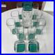 11pc VTG MCM Luigi Bormioli Crystal CLEAR/GREEN Set 10 Glasses and 1 Decanter