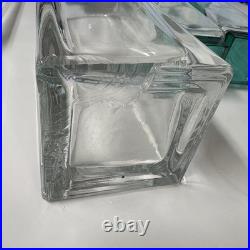 11pc VTG MCM Luigi Bormioli Crystal CLEAR/GREEN Set 10 Glasses and 1 Decanter