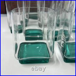 11pc VTG MCM Luigi Bormioli Crystal CLEAR/GREEN Set 10 Glasses and 1 Decanter