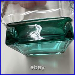 11pc VTG MCM Luigi Bormioli Crystal CLEAR/GREEN Set 10 Glasses and 1 Decanter