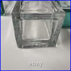 11pc VTG MCM Luigi Bormioli Crystal CLEAR/GREEN Set 10 Glasses and 1 Decanter