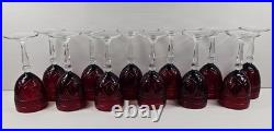 12 Cristal D'Arques Antique Ruby Water Goblets Set Elegant Cut Etch Stemware Lot
