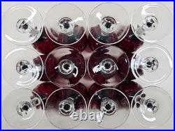 12 Cristal D'Arques Antique Ruby Water Goblets Set Elegant Cut Etch Stemware Lot