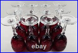 12 Cristal D'Arques Antique Ruby Water Goblets Set Elegant Cut Etch Stemware Lot