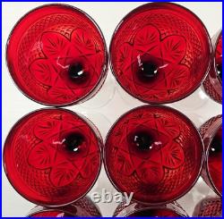 12 Cristal D'Arques Antique Ruby Water Goblets Set Elegant Cut Etch Stemware Lot