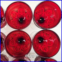 12 Cristal D'Arques Antique Ruby Water Goblets Set Elegant Cut Etch Stemware Lot