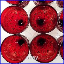 12 Cristal D'Arques Antique Ruby Water Goblets Set Elegant Cut Etch Stemware Lot