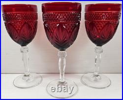 12 Cristal D'Arques Antique Ruby Water Goblets Set Elegant Cut Etch Stemware Lot